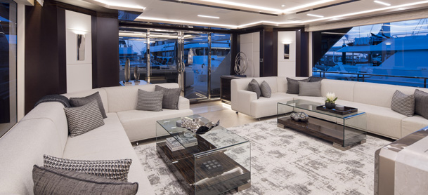 interior of yacht living area