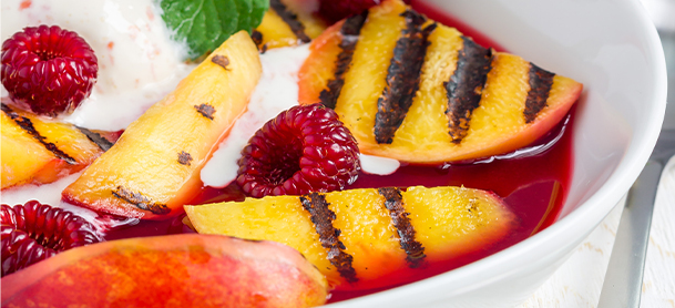 grilled peaches in a dessert