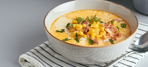 soup with corn and bacon