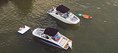 two Sea Ray model in the water