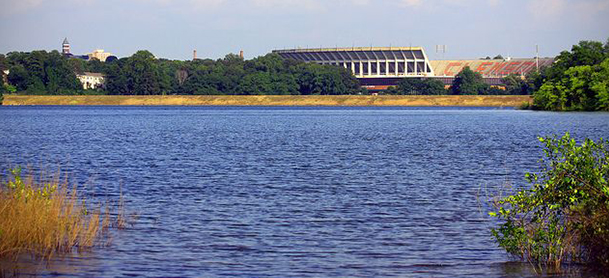 View of Tiger Stadium in Clemson, SC from the water