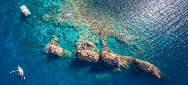 top view of the British Virgin Islands with boats in the water