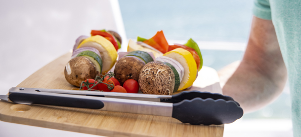 Kabobs on a cutting board