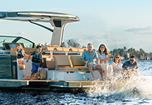 a family aboard a boat