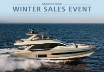 view of yacht running out on the water during winter sales event at marinemax