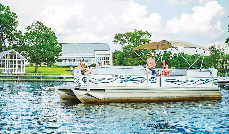 People on Pontoon boat on Lake Blackshear, Cordele, GA