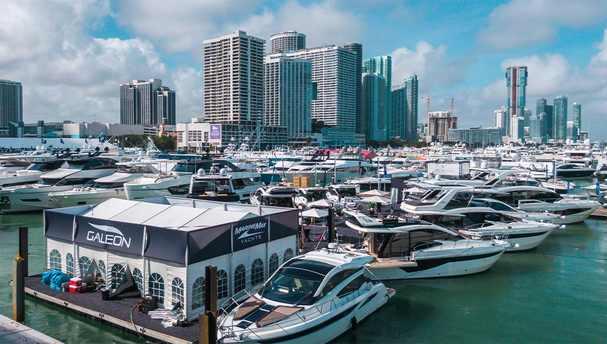 aerial view of miami boat show