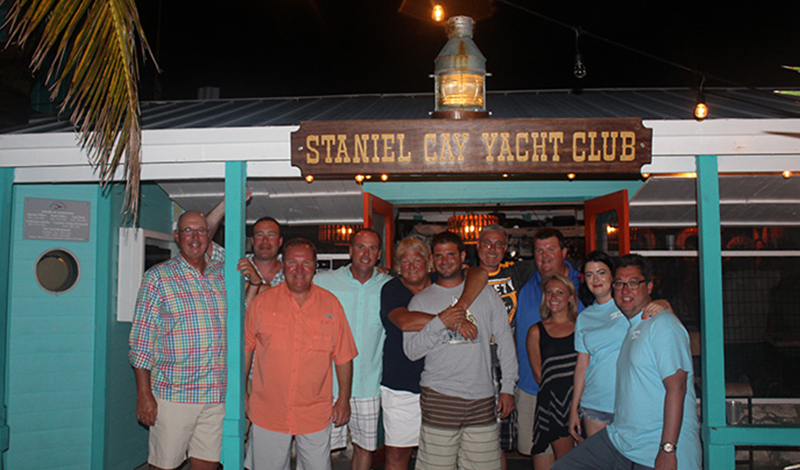 group of marinemax customers at the stanley cay yacht club