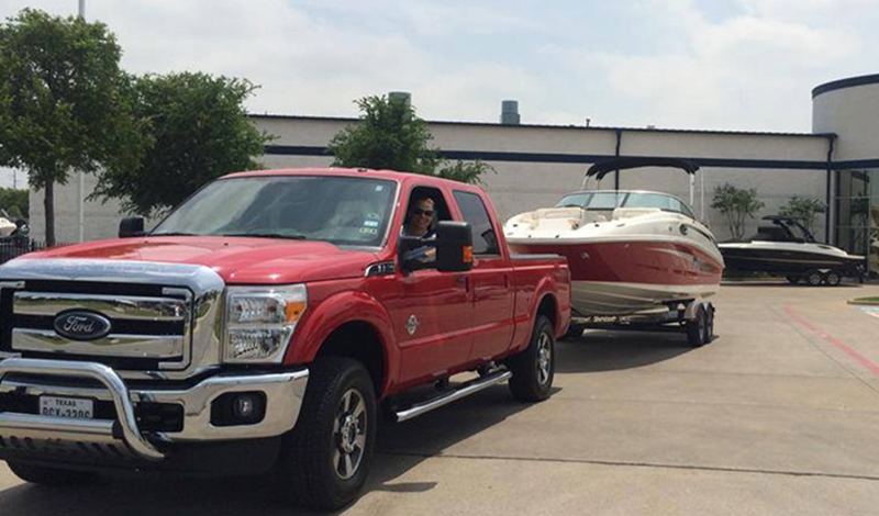 truck towing sea ray sport boat
