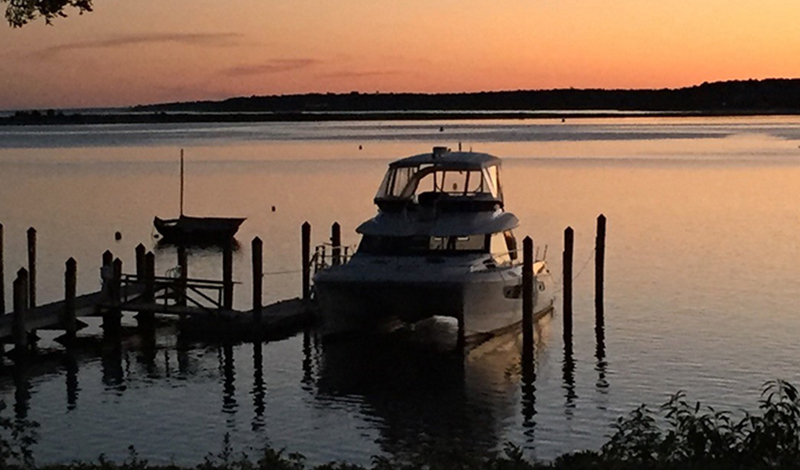the perfect interlude docked at sunset