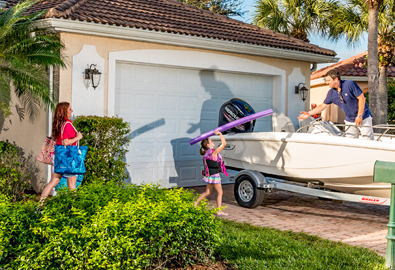 A family getting ready to go boating