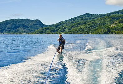 A man wakeboarding