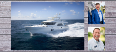 An Ocean Alexander yacht and two MarineMax Yachts salesmen
