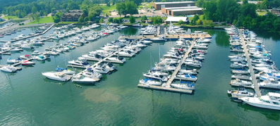 View of Boat marina with many boats and yachts