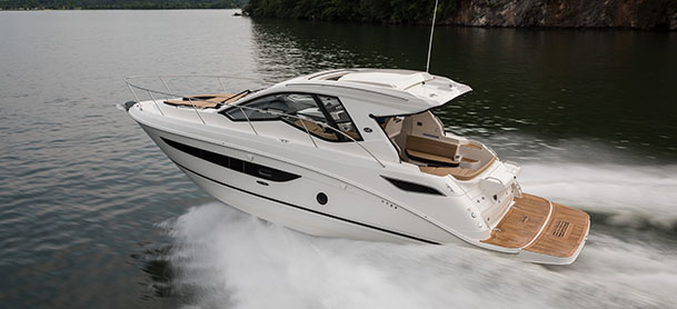 A Sea Ray Sundancer in the water