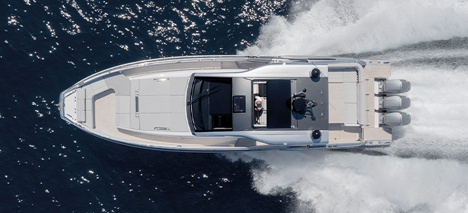 Azimut yacht overview on dark water