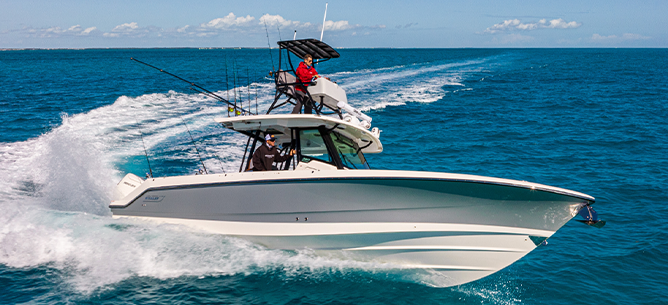 Boston Whaler cruising through the water