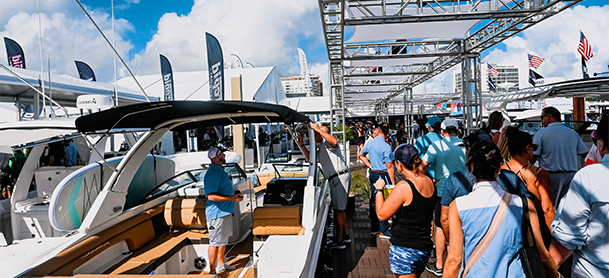 People walking around the fort lauderdale international boat show