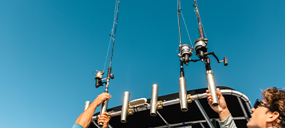 Fishing poles up on an Ocean Alexander