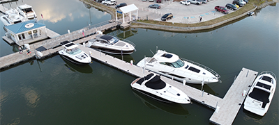 Overhead view of MarineMax Dallas Yacht Center