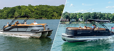 Pontoon vs Tritoon split image