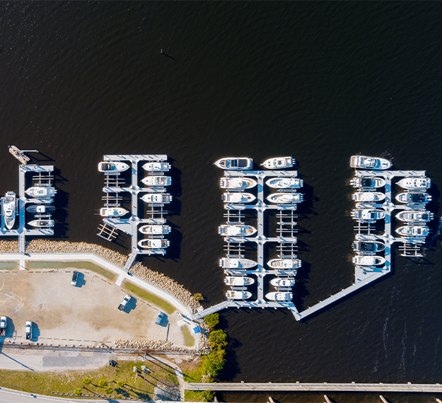 Top view shot of Stuart marina