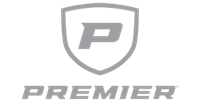 Gray premier pontoons logo