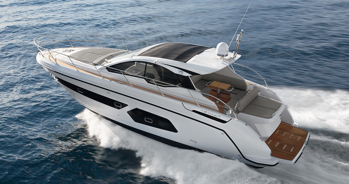 Azimut yacht running out on the water