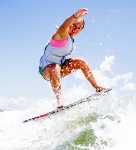 Girl wakeboarding