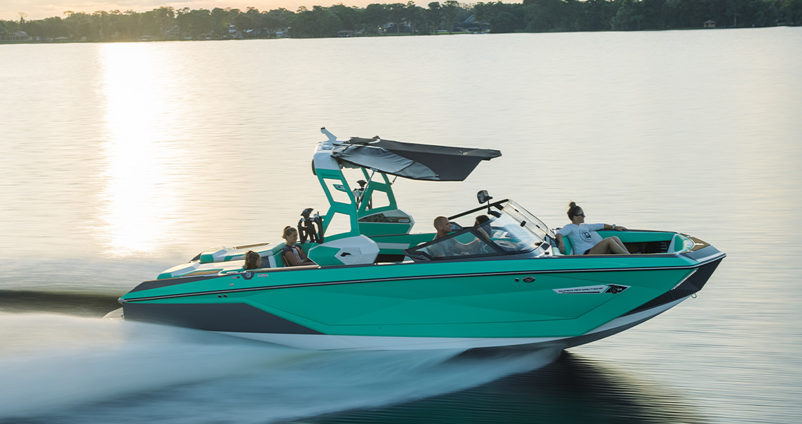 Nautique boat out on the water