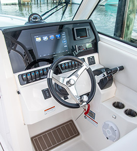 Dashboard view on a Sailfish boat