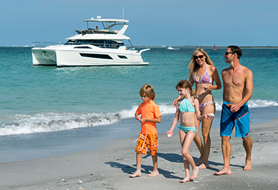 family walking on beach