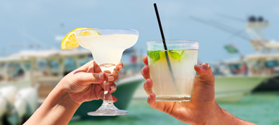 Couple cheersing drinks