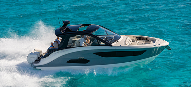 Cabin cruiser on the water