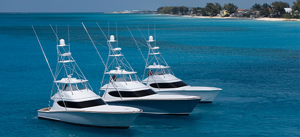 Hatteras yachts cruising side by side