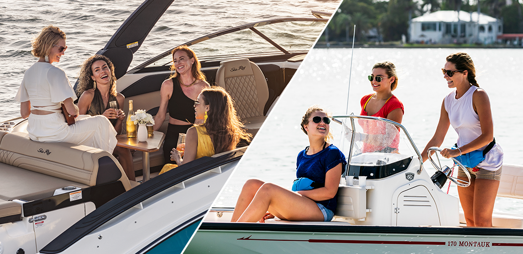 female boaters at the helm and enjoying their vessels