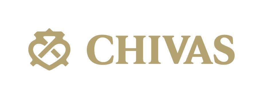 chivas text logo gold text on white background