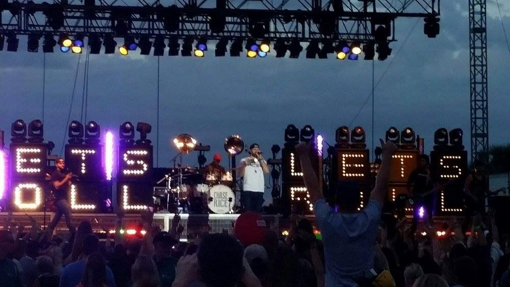 chase rice on stage during concert at st petes ribfest
