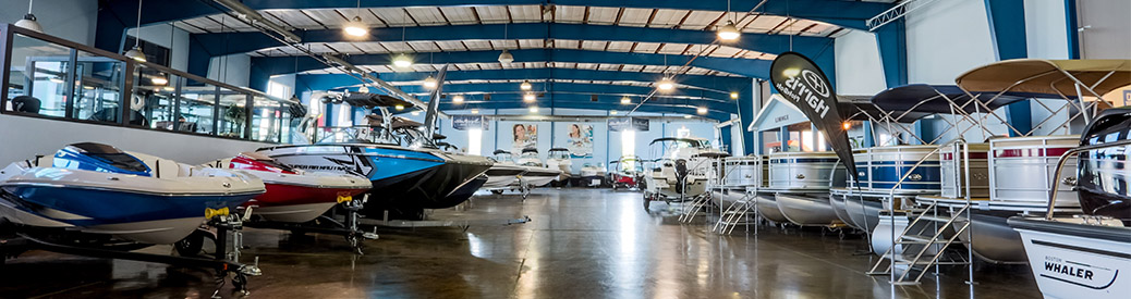 MarineMax Clearwater indoor showroom with boats