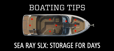 Sea Ray boat on the water with storage