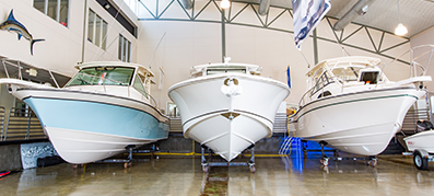 boats in a hangar