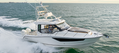 A Boston whaler cruising on the water
