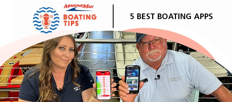 Two captains holding phones with boating apps
