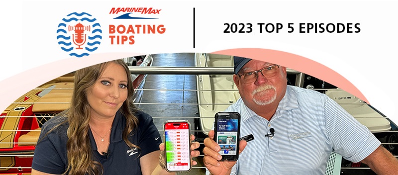 Captain Keith and Alissa holding phones with boating apps