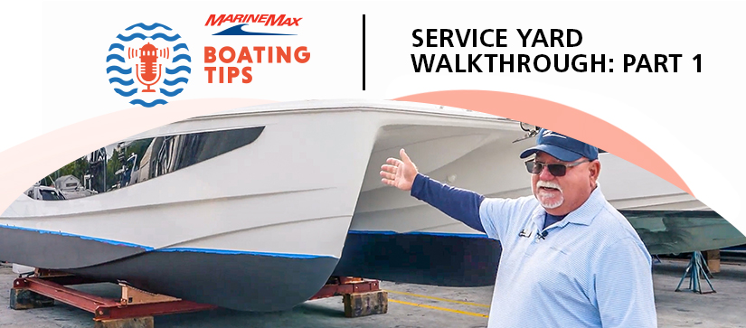 Captain Keith pointing to an Aquila Catamaran