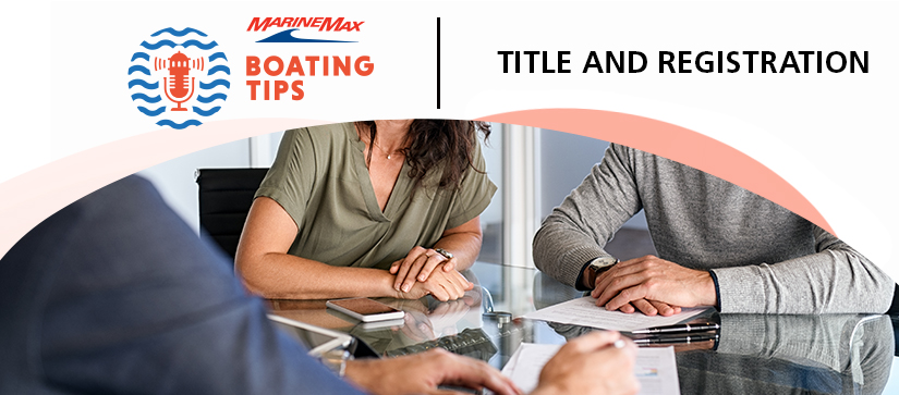 Couple signing paperwork for title and registration