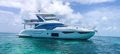 A white Azimut 54 on the water
