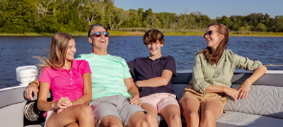 Family on a boat