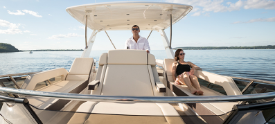 Couple on a boat out on the water