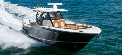 Scout boat running out on the water